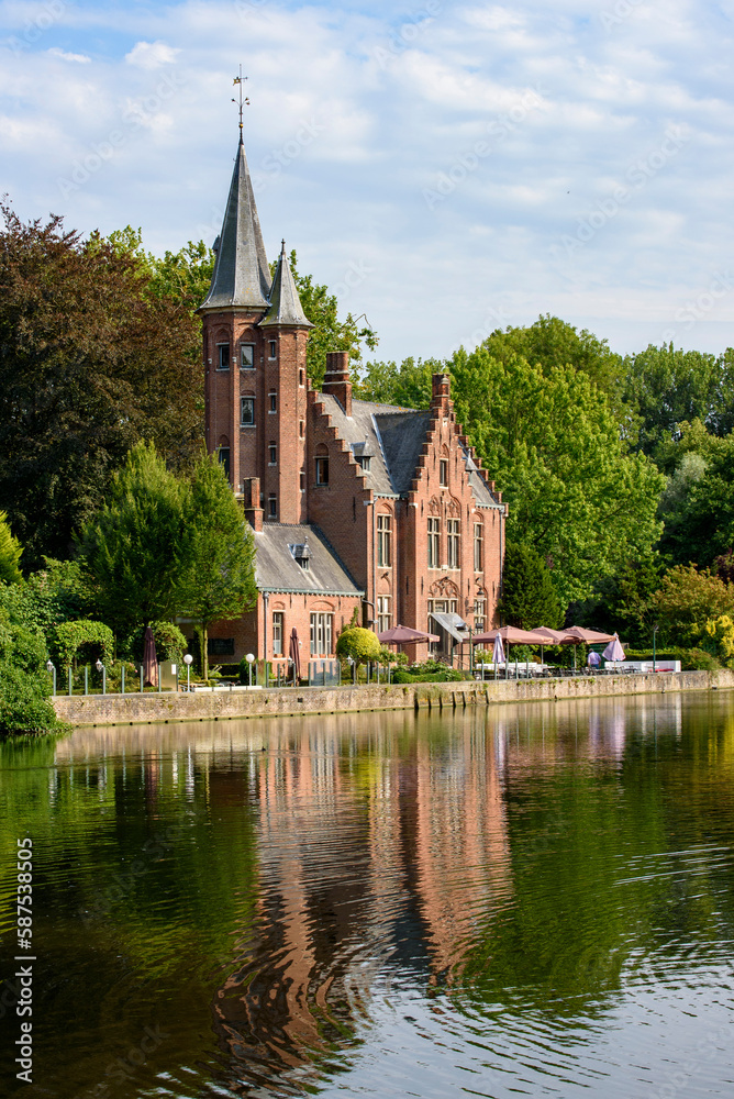 Minnewater Lake and Castle, Bruges, Belgium