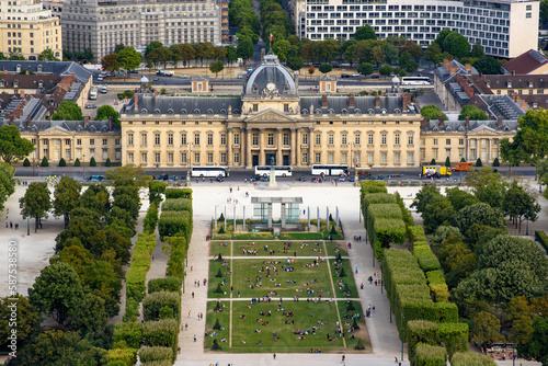 Paris, France - aerial city view with Ecole Militaire (Military School) photo