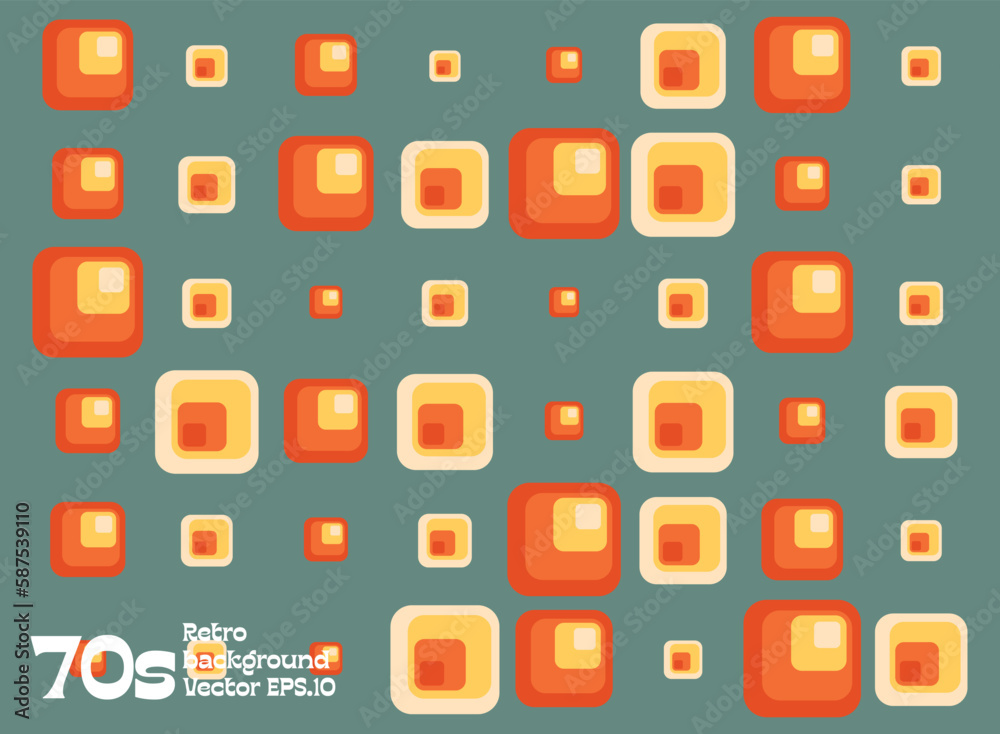 square tile floating pattern 1970s theme modern art background use for advertisment poster website banner landing page product package design vector eps.