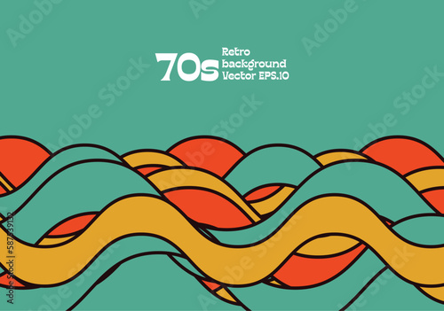 ocean wave stromy sea 1970s theme modern art background use for advertisment poster website banner landing page product package design vector eps.