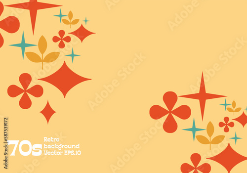 clover plant with 1970s theme modern art background use for advertisment poster website banner landing page product package design vector eps