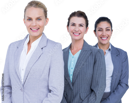 Smiling young businesswomen in a line