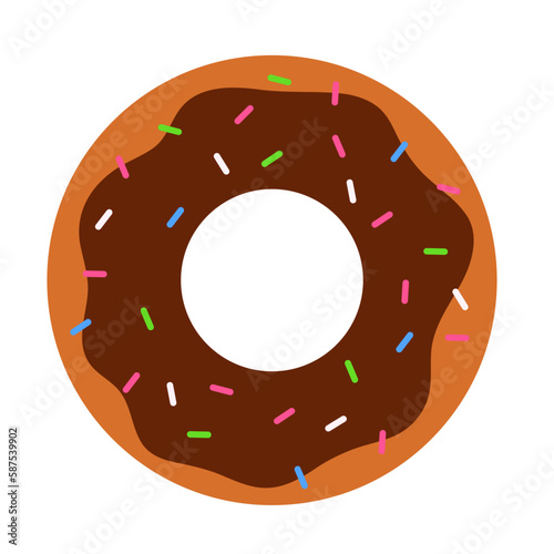 chocolate donut with sprinkles flat vector illustration logo icon clipart