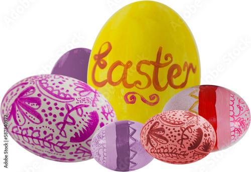 Multi colored patterned easter eggs
