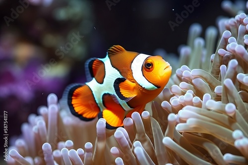 orange white nemo clown fish background