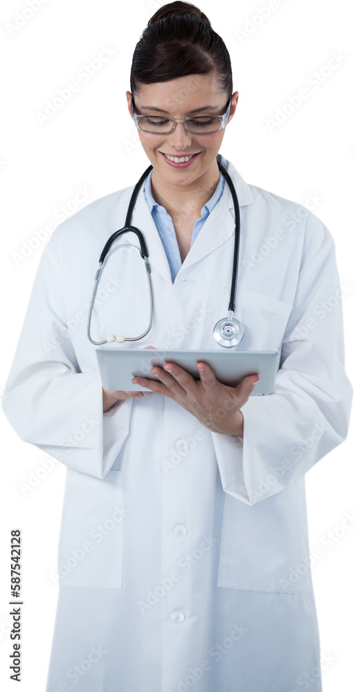 Beautiful female doctor using digital tablet Beautiful female doctor using digital tablet