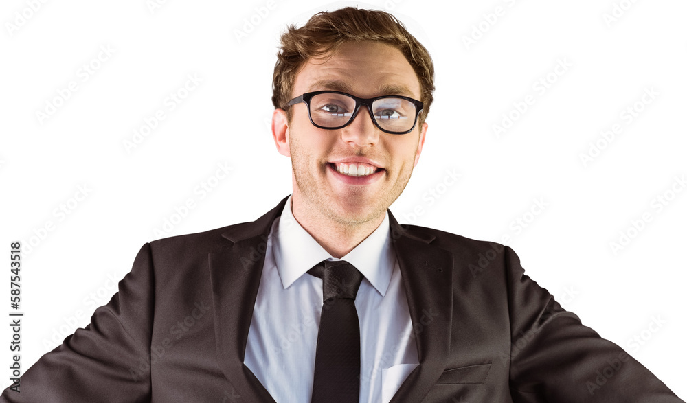 Young geeky businessman smiling at camera Young geeky businessman smiling at camera