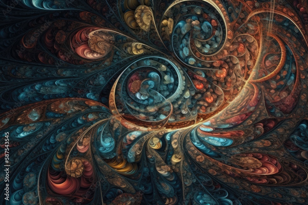colorful spiral design created with computer graphics. Generative AI