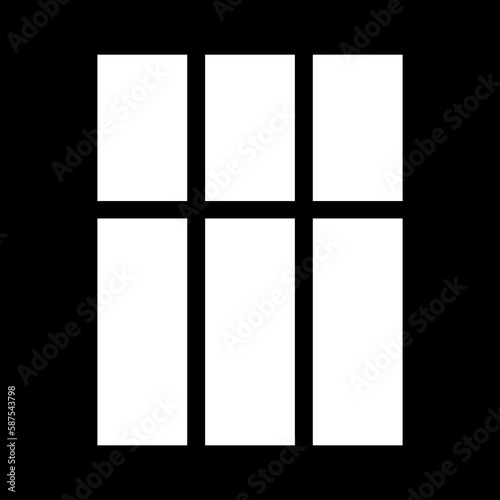 Silhouette of window of nine sections for light gobo mask.