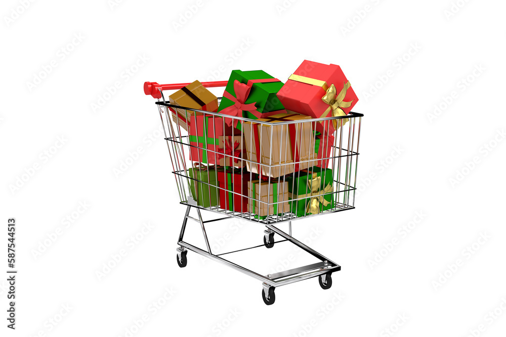 Gift boxes in shopping cart