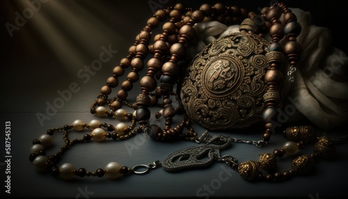 Stunning Ramadan Wallpaper Featuring a Beautiful Rosary Beads : A Gorgeous Illustration Perfect for Your Festive Celebration Needs (Generative AI)