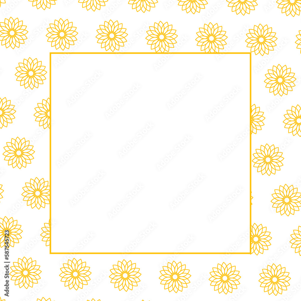 Composite image of yellow square shape and floral designs Composite image of yellow square shape and floral designs