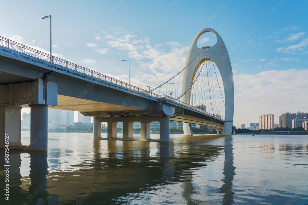 Fototapeta premium Scenery of the Skyline and Bridge of Guangzhou City, China