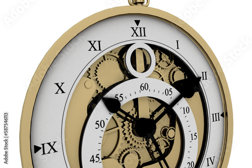 Close-up of vintage pocket clock