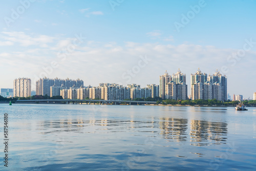 Scenery of the Skyline and View of the Pearl River in Guangzhou, China © q
