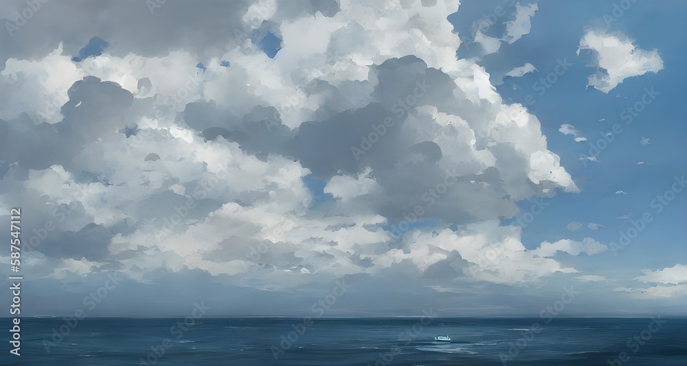 Fototapeta premium White buildings and cool clouds in summer and by the sea _11
