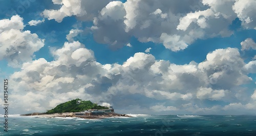 White buildings and cool clouds in summer and by the sea _08