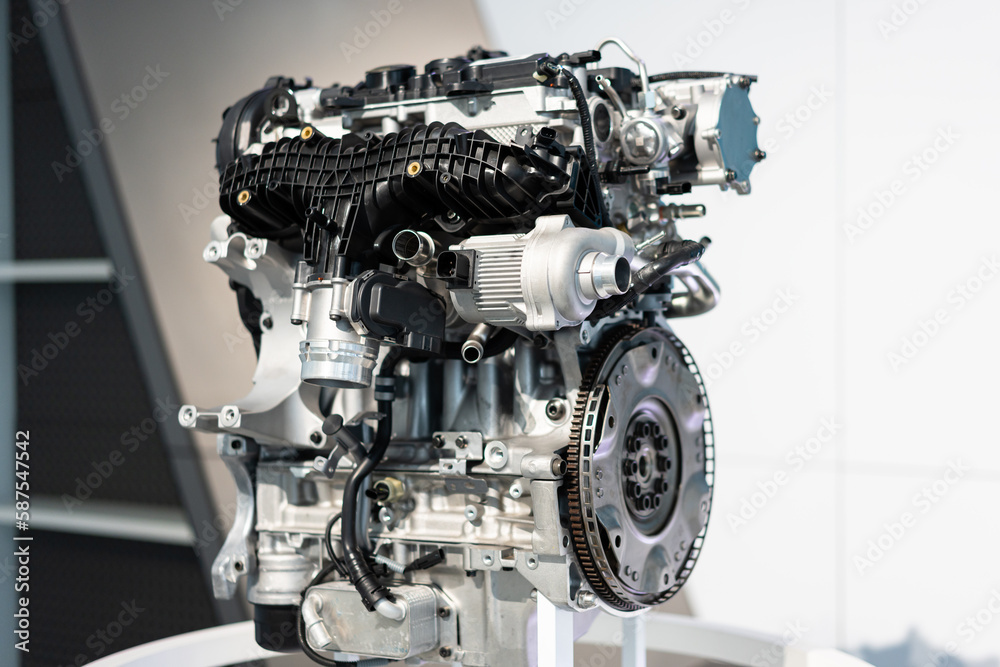 Fototapeta premium Car engine anatomy detail in factory