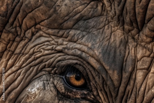 An elephant eye in close up detail. Stunning abstract portrait. Generative AI © AkuAku