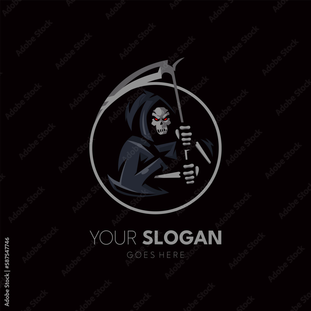Grim Reaper Logo Design Illustration Vector