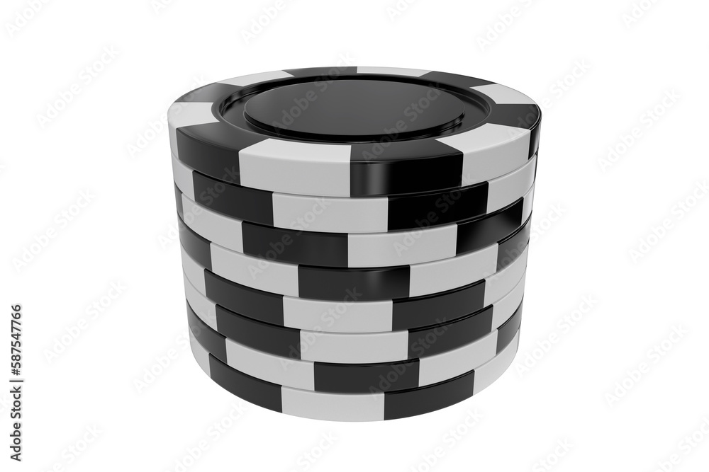 Fototapeta premium 3D image of black gambling chips