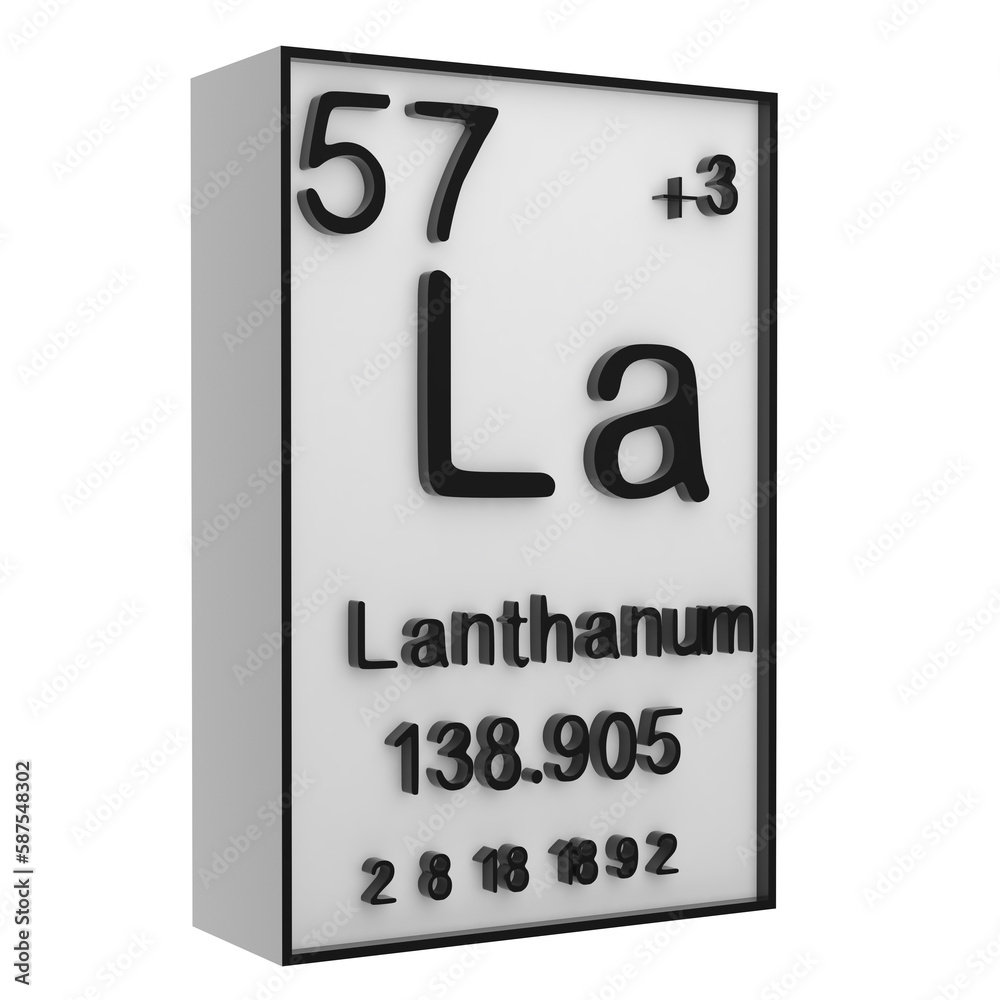 Lanthanum,Phosphorus on the periodic table of the elements on white blackground,history of chemical elements, represents the atomic number and symbol.,3d rendering