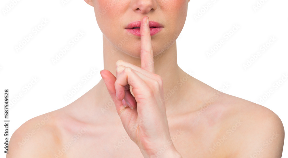 Fototapeta premium Beautiful woman making quiet gesture