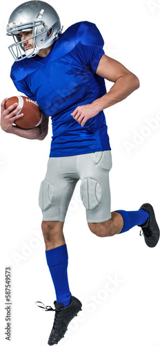 American football player holding ball in mid-air © vectorfusionart