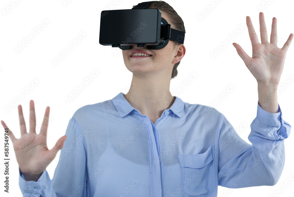 Businesswoman experiencing virtual reality Businesswoman experiencing virtual reality