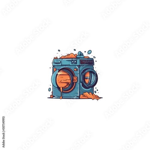 clothes washing machine with logo bubble vector