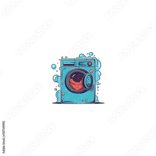 clothes washing machine with logo bubble vector