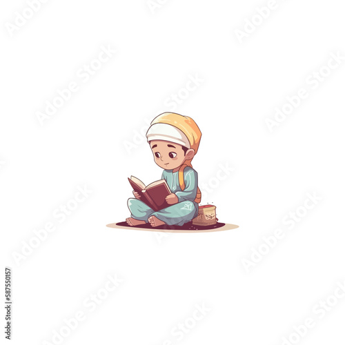 muslim kid reading quran logo