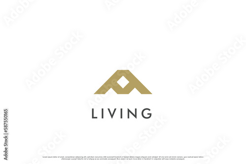 A living letter logo design illustration. Letter A logotype silhouette house residential building residential. Abstract creative idea design brand identity initial letter A hotel building house roof.