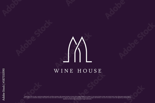 Wallpaper Mural M letter wine house logo design illustration