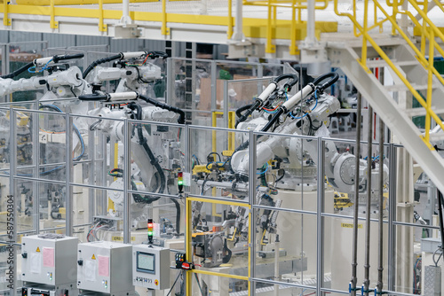 robot arm working in factory