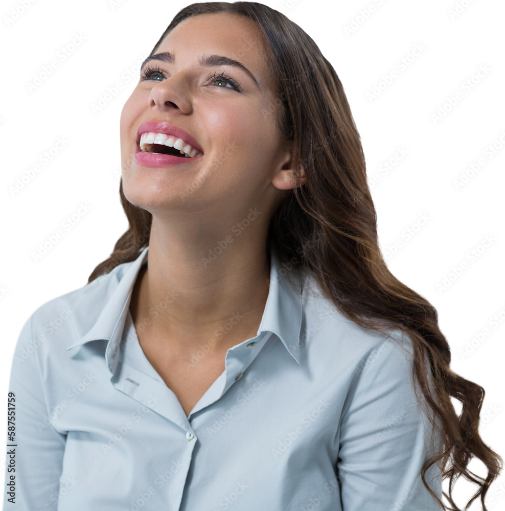 Cheerful female executive against white background Cheerful female executive against white background