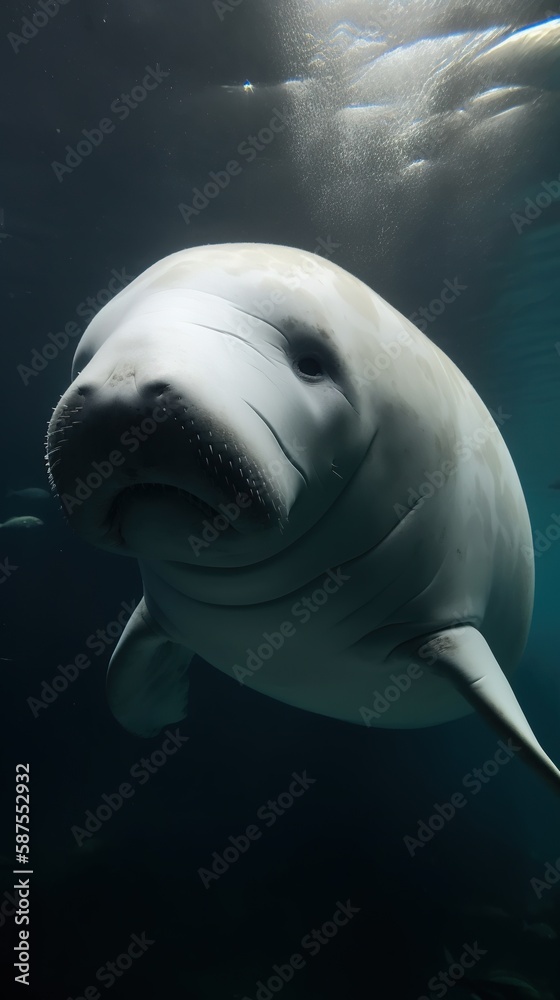 Naklejka premium Beluga underwater Generative AI
