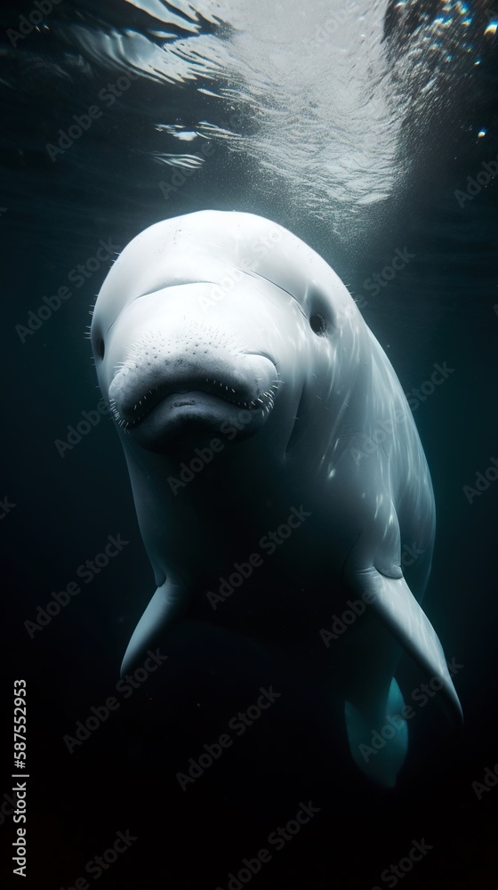 Naklejka premium Beluga underwater Generative AI