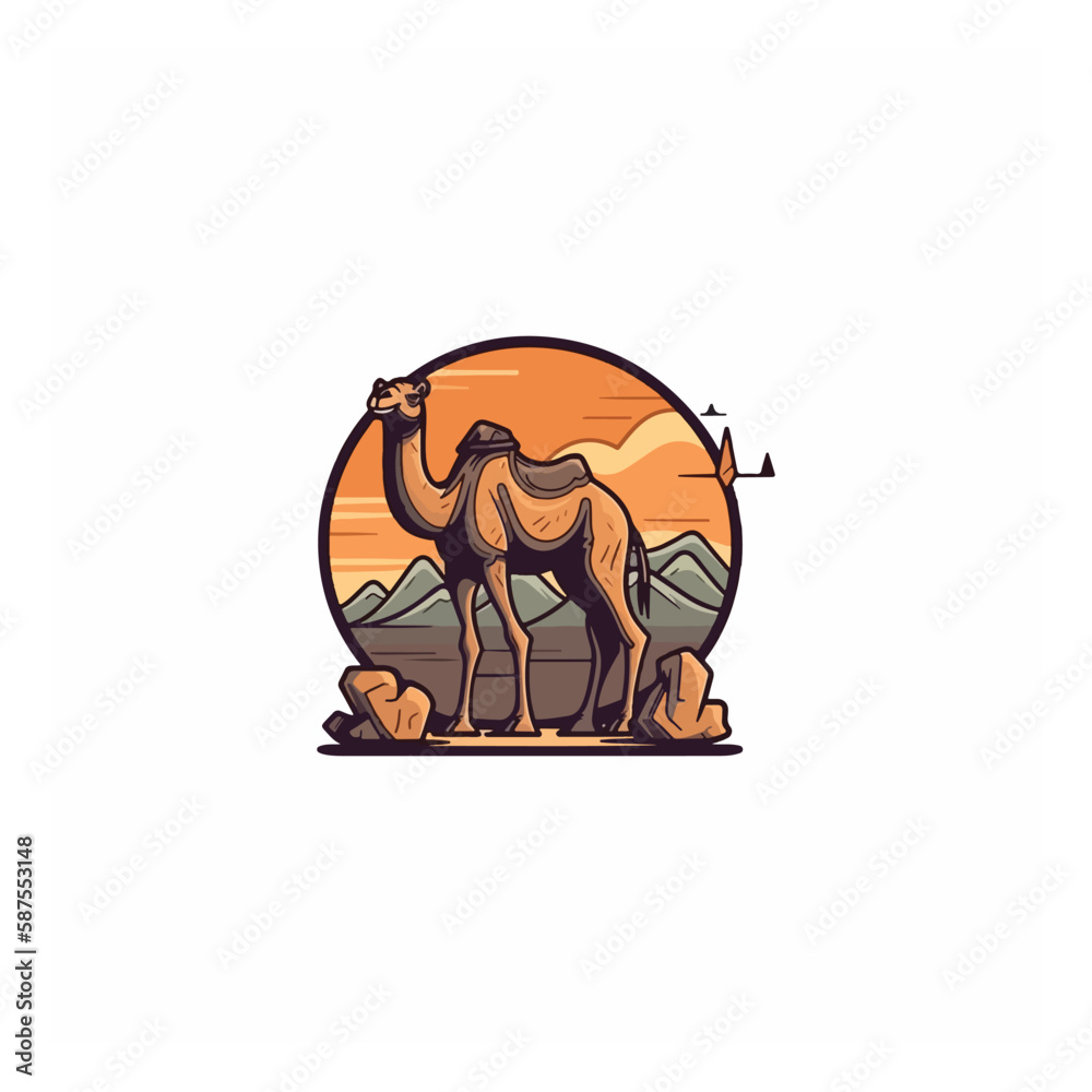 Fototapeta premium camel in the desert vector logo