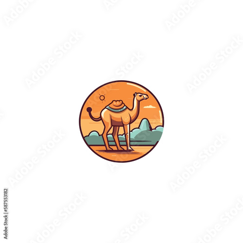 camel in the desert vector logo