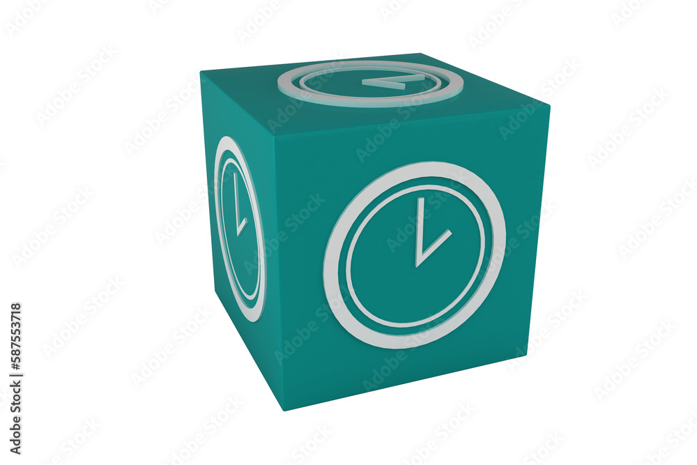 Clocks on cube over white background Clocks on cube over white background