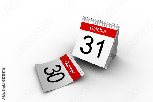 31st of October on desk calendar