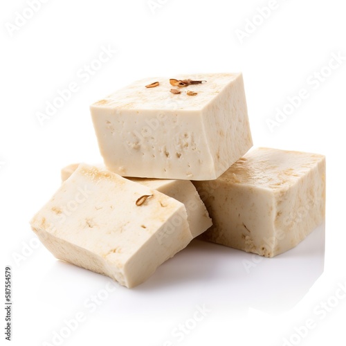 Slices of tofu delicious food isolated white background illustration with Generative AI