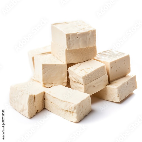 Slices of tofu delicious food isolated white background illustration with Generative AI