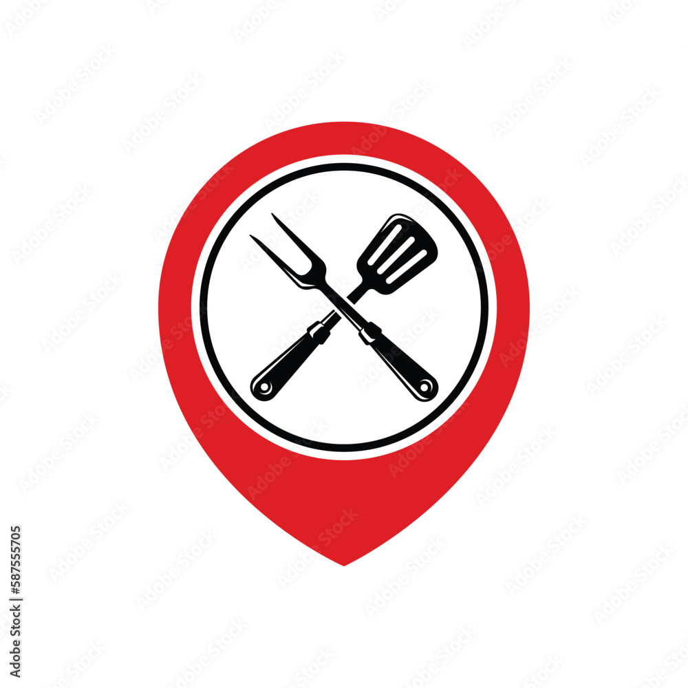 Barbecue fork, grill tools icon vector on trendy design