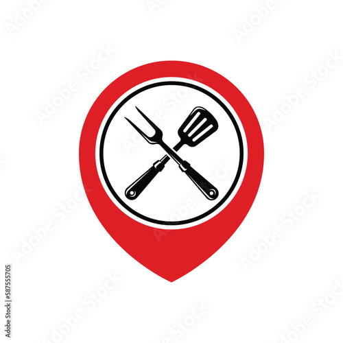 Barbecue fork  grill tools icon vector on trendy design