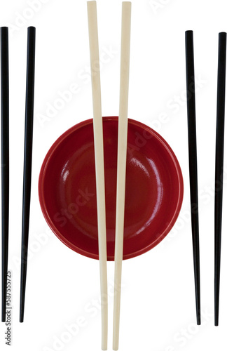 Close up of chopstick arranged by bowl