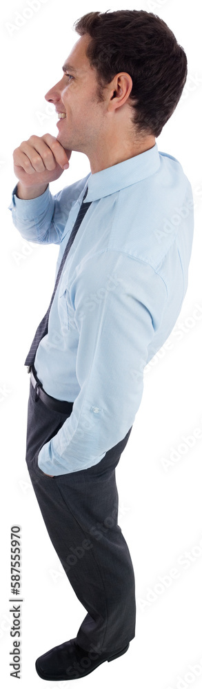 Thoughtful businessman with hand on chin Thoughtful businessman with hand on chin