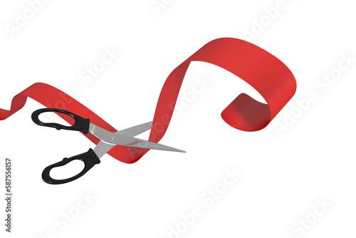 Red ribbon with scissors
