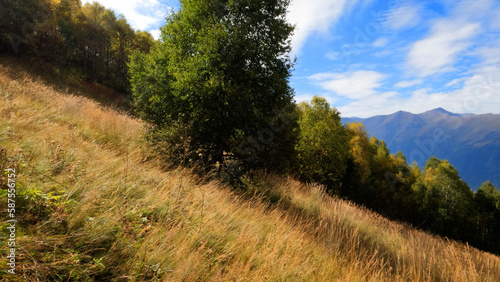 mountainscape, shot of Arkhyz mountains at autumn with blue sky - photo of nature © Dancing Man
